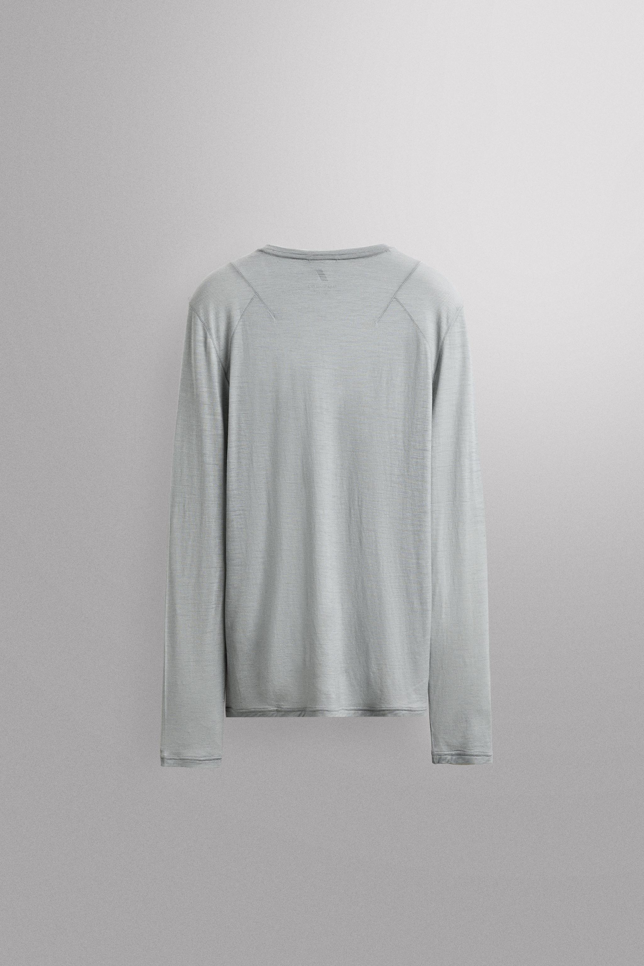 STRIPED JACQUARD WOOL T-SHIRT